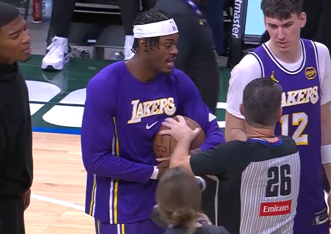 The Lakers wanted to give the ball to a new member of the team & the referee stopped it, but Antetokounmpo stepped in and gave the ball to the Lakers